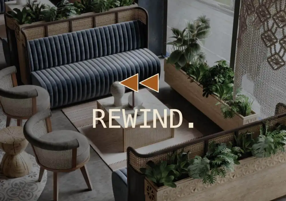 Cozy and Luxurious Seating Area at Rewind Café with Greenery